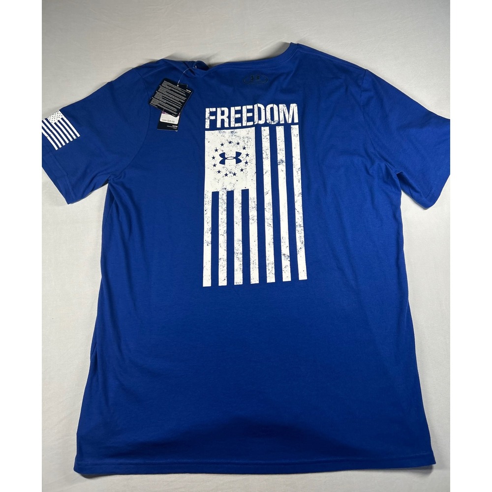 Under Armour Freedom Flag T-Shirt Mens XXL Blue HeatGear Graphic Tee 1347879-400